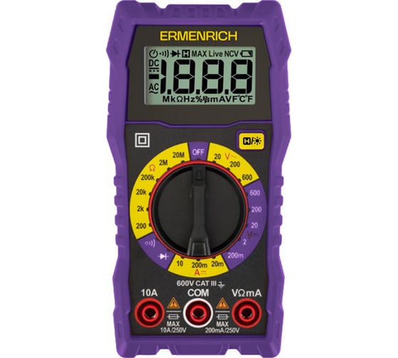 Цифровой мультиметр Zing TC07, фиолетовый Ermenrich 86327