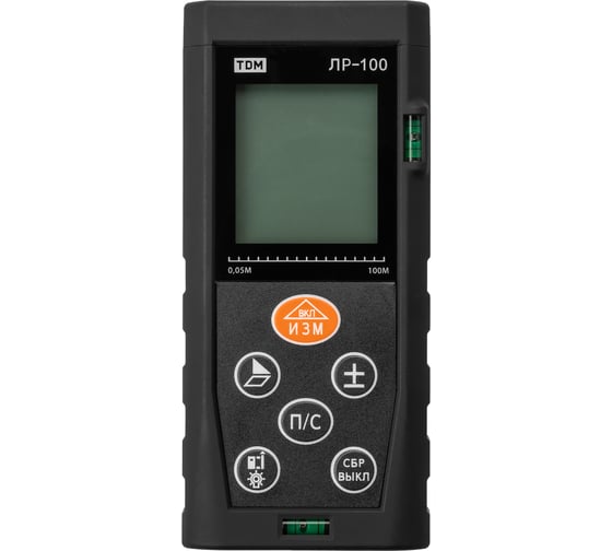 Лазерная рулетка TDM ELECTRIC ЛР-100 дальность 100 м, точность 2 мм, подсветка, IP54, 2хAAA, “Алмаз” SQ1018-0203