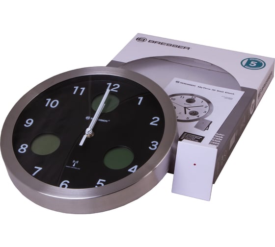 Метеостанция Bresser MyTime io, 30 см, настенные часы, черная 74670