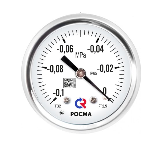 Мановакуумметр коррозионностойкий виброустойчивый РОСМА 63мм, ТМВ-321Р, радиальный, диапазон -0,1-0,15MPa. УТ-00045611