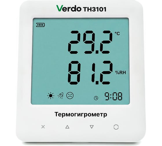 Термогигрометр настольный со встроенным датчиком VERDO TH3101 -30…+65С, 10-95% TH221010-СП