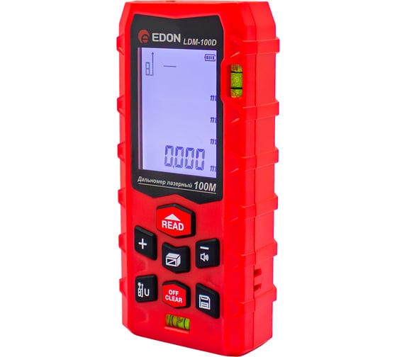 Дальномер лазерный Edon LDM-100D (100м, лазер <1 мВТ, 630 - 670нм, память 99 замеров, 1,5В x2 AAA) 56844