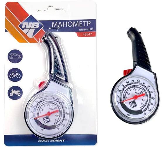 Манометр шинный Nova Bright в блистере (до 5 атм) 48847