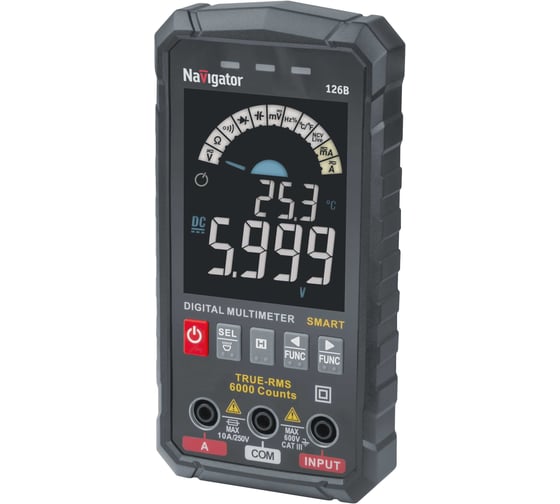 Мультиметр Navigator 95 770 NMT-Mm-126B, True RMS, Smart, цветной дисплей 95770