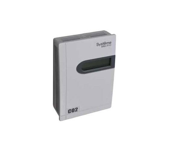 Датчик CO₂ комнатный Systeme Electric 2000ppm, 0…10В/4…20мА(3-пров) ЖКЭ ~18…30В/⎓18…30В SRCDPD