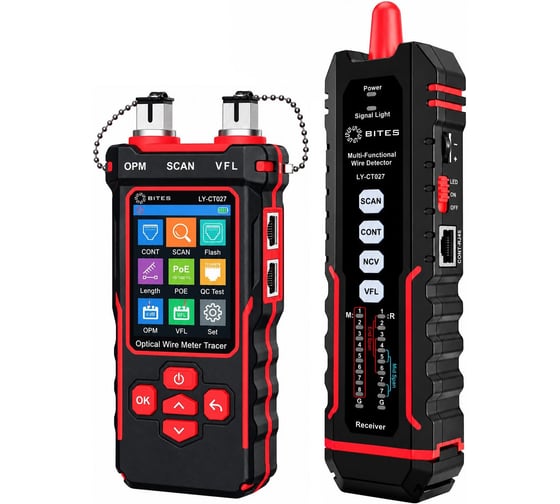 Тестер-трассоискатель кабеля 5Bites CONT/VFL/OPM/POE/NCV/LENGHT/PLUG/FLASH/LCD LY-CT027