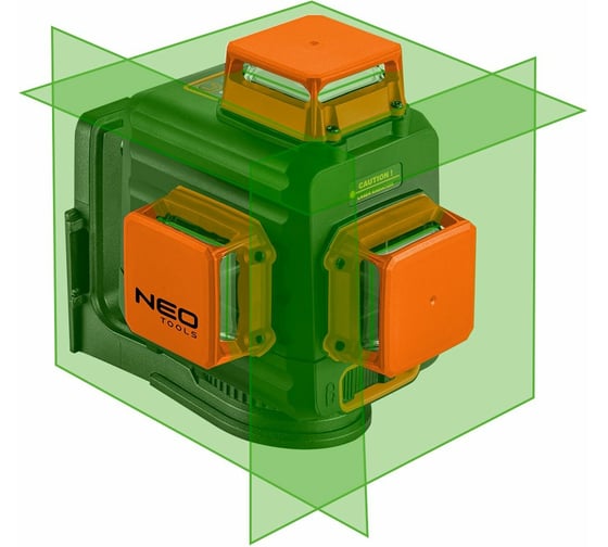 Лазерный уровень 3D NEO Tools, 20 м, зеленый, самовыравнивание 4, магнитный держатель, кейс 75-109