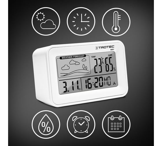 Цифровой будильник с метеостанцией TROTEC BZ01 3510205000