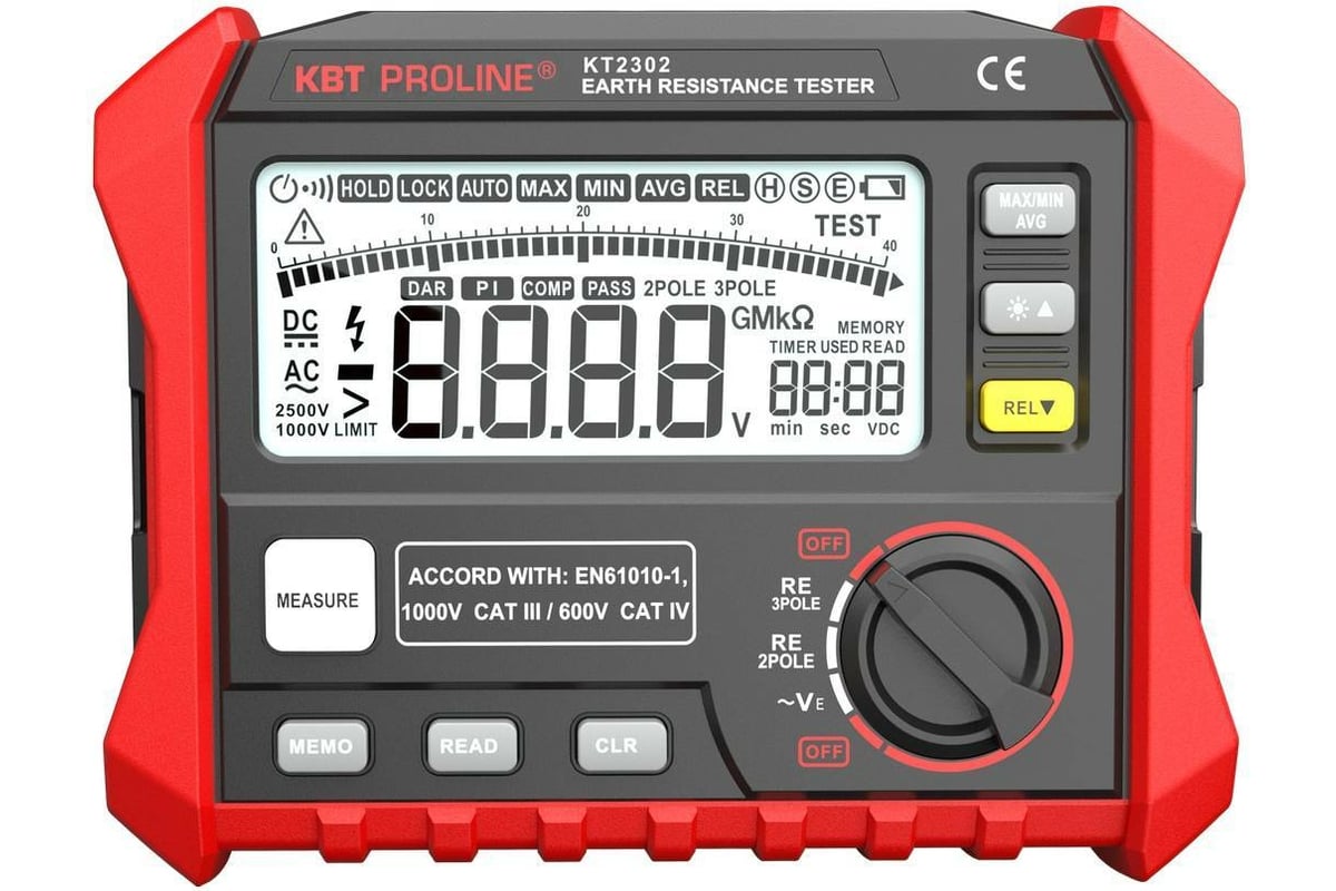 Цифровой измеритель сопротивления заземления КВТ KT 2302 PROLINE 87240 -  выгодная цена, отзывы, характеристики, фото - купить в Москве и РФ