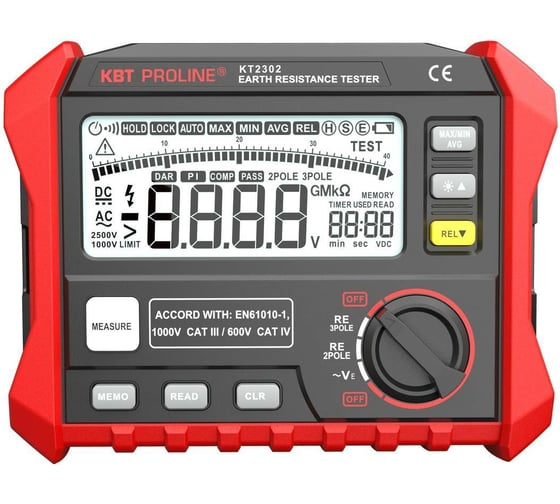 Цифровой измеритель сопротивления заземления КВТ KT 2302 PROLINE 87240 - выгодная цена, отзывы, характеристики, фото - купить в Москве и РФ