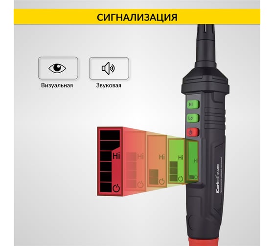 Цифровой портативный детектор утечки взрывоопасных газов iCarTool 0-1000 ppm IC-M101