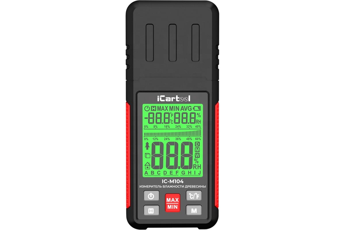 Измеритель влажности древесины iCarTool IC-M104 - выгодная цена, отзывы,  характеристики, 1 видео, фото - купить в Москве и РФ