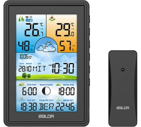 Многофункциональная беспроводная метеостанция BALDR B0360WST2H2PR-V2-BLACK