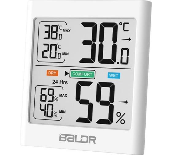 Цифровой термогигрометр с внешним датчиком BALDR B0135TH-WHITE