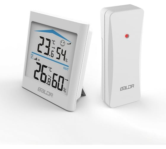 Цифровой термогигрометр с внешним датчиком BALDR B0135T2H2-WHITE