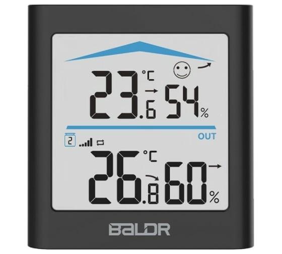 Цифровой термогигрометр с внешним датчиком BALDR B0135T2H2-BLACK
