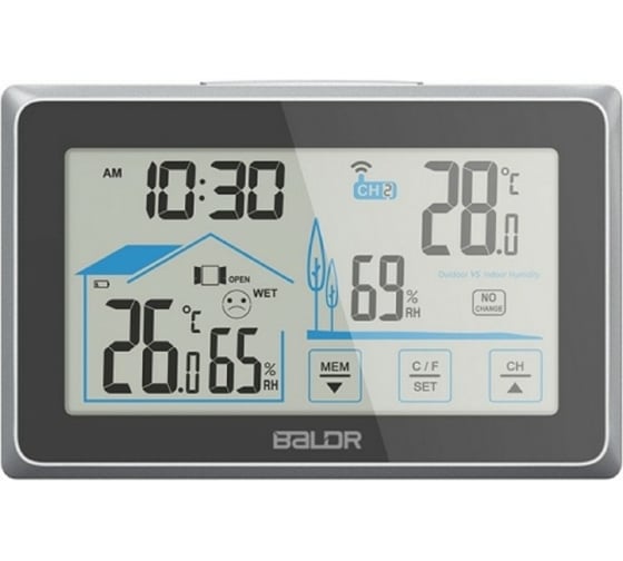 Беспроводная метеостанция с индикатором BALDR B0340ST2H2-BLACK 1