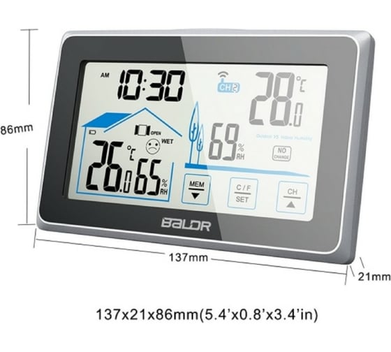 Беспроводная метеостанция с индикатором BALDR B0340ST2H2-BLACK