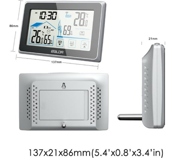 Беспроводная метеостанция с индикатором BALDR B0340ST2H2-BLACK
