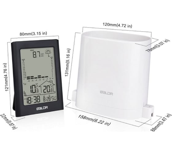Цифровой термометр с датчиком осадков BALDR B0341WST2-BLACK