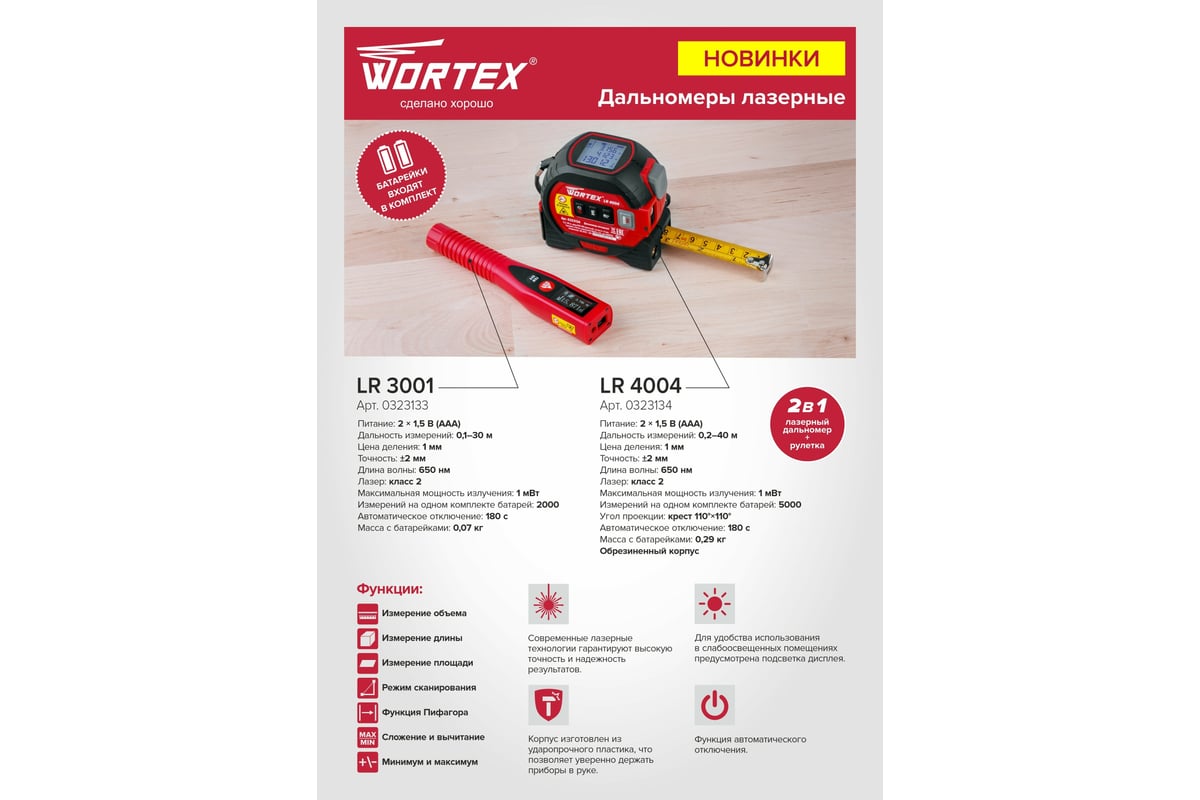 Лазерный дальномер WORTEX LR 4004 0323134 - выгодная цена, отзывы,  характеристики, 1 видео, фото - купить в Москве и РФ