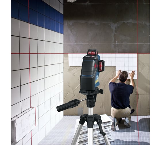 Линейный лазерный нивелир Bosch GLL 3-80 P + настенное крепление BM1 0.601.063.307