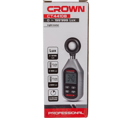 Измеритель люксметр освещенности Crown CT44108