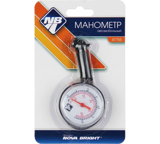 Шинный манометр Nova Bright до 3.5 атм, в блистере 47755
