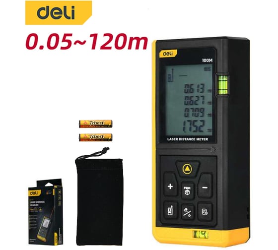 Лазерный дальномер DELI DL4171, диапазон 0,05-120 м, точность ±3 мм 102964