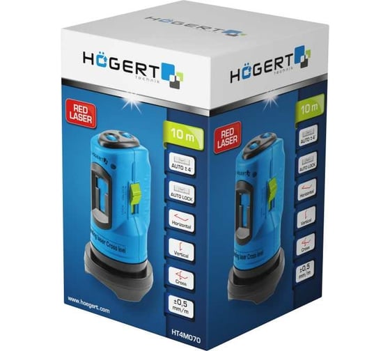 Лазерный нивелир HOEGERT TECHNIK красный, 10м HT4M070