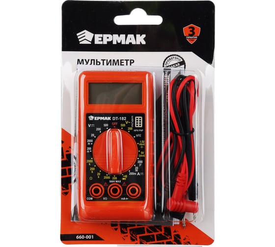 Цифровой мини-мультиметр ЕРМАК DT-182 660-001