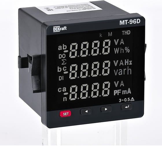 Мультиметр цифровой Dekraft МТ-72D, 72x72 мм, трехфазный, вход 600 В, 1 А, RS485, LED-дисплей 51405DEK