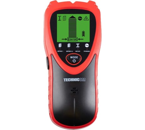 Электронный детектор дерева, металла и электропроводки TECHNICOM 1х9В, 25-60мм глубина обнаружения TC-ED101MW