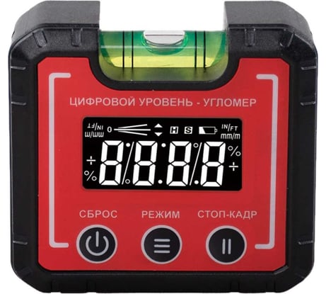 Компактный электронный уровень-угломер TECHNICOM с магнитом, 65 мм, 0-360°, ЖК дисплей, 2 магнита, автокалибровка, автоотключение TC-LA65C