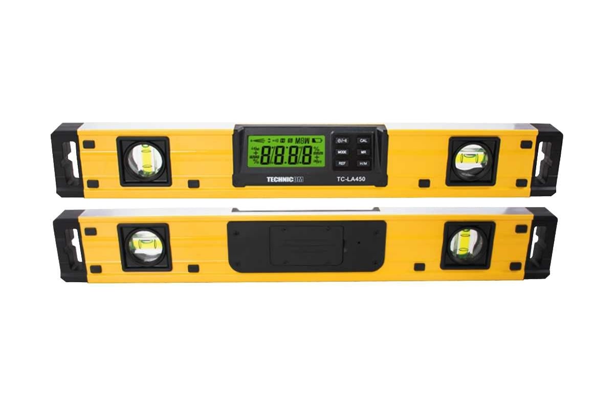 Электронный уровень-угломер TECHNICOM с магнитом ЖК дисплей, 450 мм, 0 ...