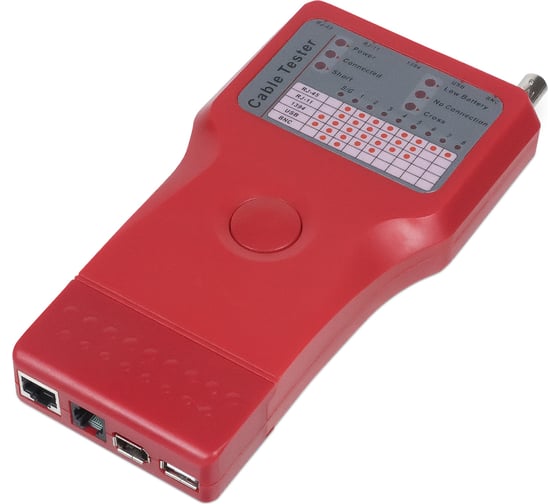Тестер Cabeus для витой пары, коаксиала, телефона, USB, 1394 (батарея в комплекте, светодиод состояния) CT-SLT-5-1 1