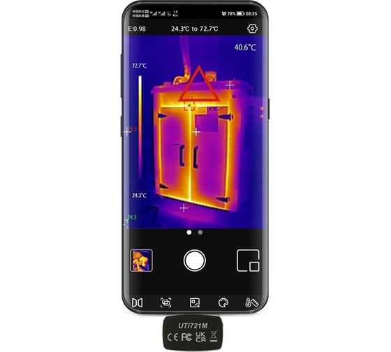 Портативный тепловизор для смартфона UNI-T UTi721M -20/+550c ИК-разрешение 256x192 пикселей, ПО Android 117436