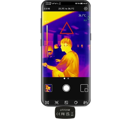 Портативный тепловизор для смартфона UNI-T UTi721M -20/+550c ИК-разрешение 256x192 пикселей, ПО Android 117436