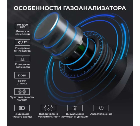 Цифровой детектор утечки взрывоопасных газов iCarTool 0-1000 ppm IC-M101A