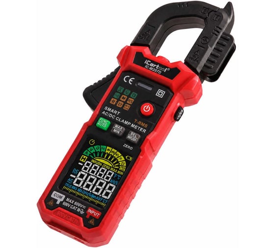 Токовые клещи постоянного/переменного тока iCarTool 600 A, c режимом смарт IC-M207D