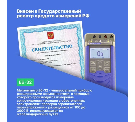 Мегаомметр с поверкой Радио-Сервис Е6‐32 128062