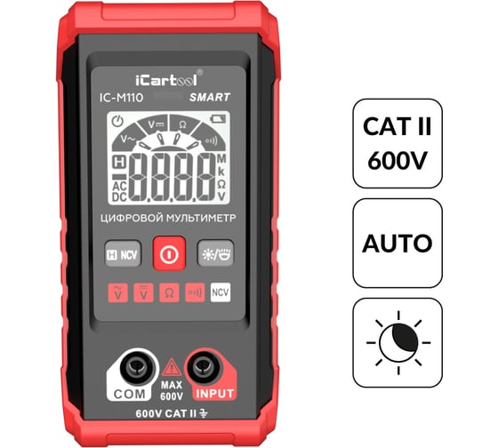 Цифровой смарт мультиметр iCarTool с подсветкой экрана CATII 600V IC-M110 1