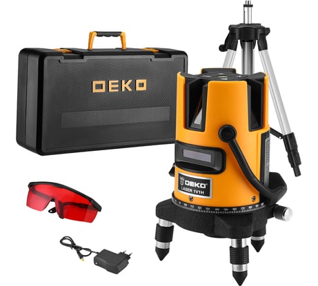DEKO Уровень лазерный самовыравнивающийся в кейсе DKLL02RB PRO PREMIUM со штативом 1 м (2 линии, красный луч) DEKO (3638) 065-0102-2