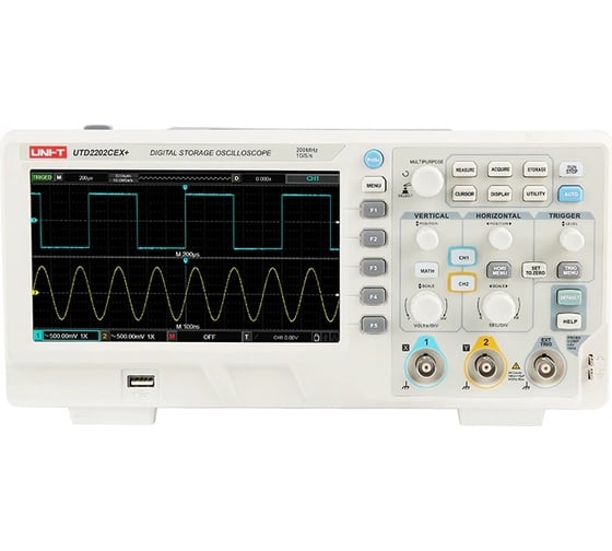 Цифровой осциллограф UNI-T UTD2202CEX+ 2 канала 200МГц 1Гв/с, цветной дисплей, USB 00-00011987