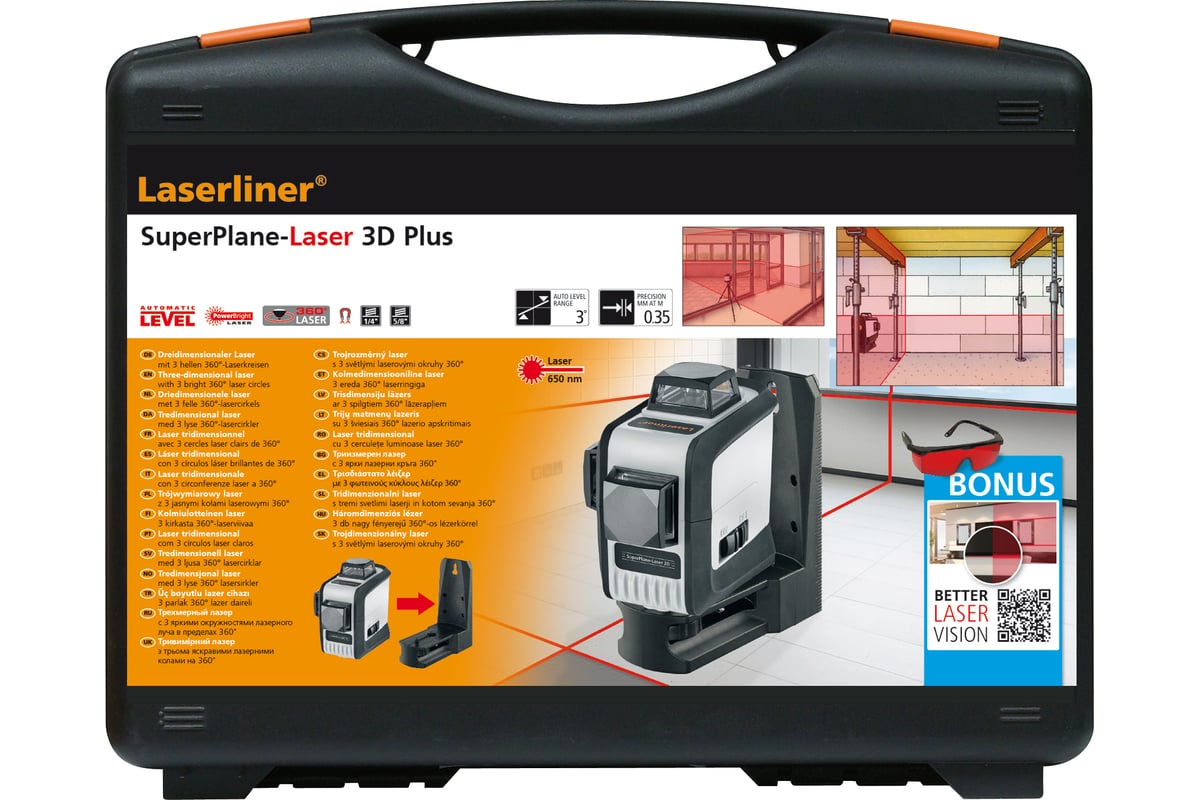 Трёхмерный лазер Laserliner SuperPlane-Laser 3D Plus 081.170А - выгодная  цена, отзывы, характеристики, фото - купить в Москве и РФ