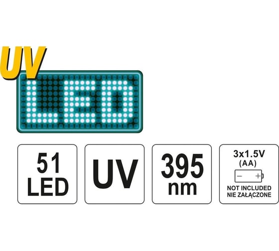 Набор для проверки утечек хладогента YATO UV фонарь 51-LED YT-08581