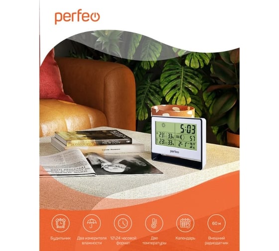 Часы-метеостанция Perfeo Nuvole PF-S3607B серебряный 30016104