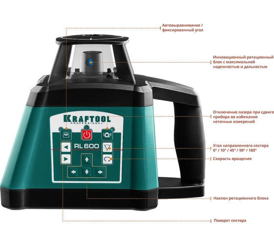 Ротационный лазерный нивелир KRAFTOOL RL600 600 м, IP65 34600