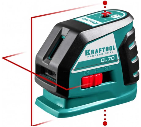 Лазерный линейный нивелир KRAFTOOL CL-70 20м / 70м /детектор/, сверхъяркий IP54 34660