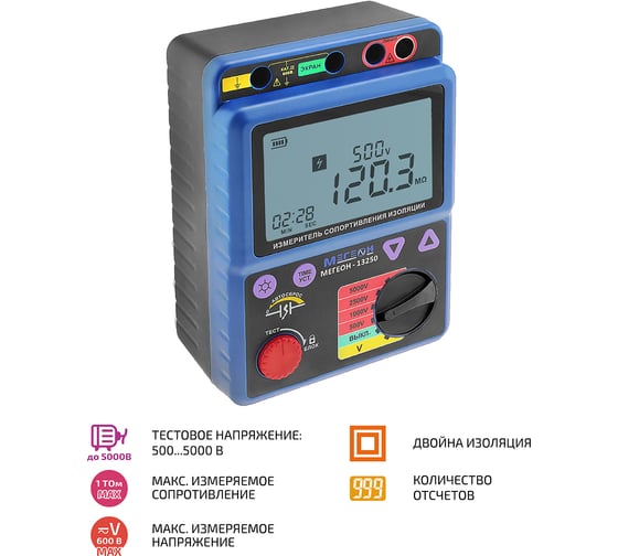 Измеритель сопротивления изоляции – мегаомметр МЕГЕОН 13250 к0000011557